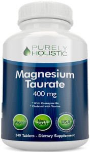 Magnesium Taurate 400mg Tablets - Chelated Magnesium with Taurine and Coenzyme B6 - High Absorption Complex for Cardiovascular Health, Muscle and Ner