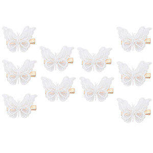 10PCS Butterfly Hair Clip Lace Butterfly Hairpins Hair Accessories for Women Girls (White)