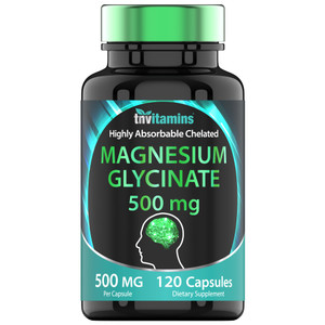 Magnesium Glycinate 500mg Per Capsule - 120 Count | 4 Month Supply! | Pure Chelated Magnesium Supplement for Sleep, Calm, Nerve, Joint, & Bone Suppor