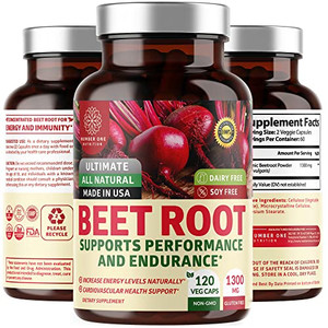 N1N Premium Organic Beet Root Capsules 1300mg 120 Veg Caps [Non-GMO & Gluten Free] All Natural Beet Root Powder for Energy Support