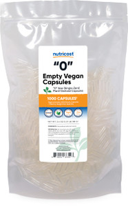 Nutricost Empty Capsules Size 0 Vegan - 1,000 Clear Empty Plant-Based Capsules - Kosher Certified, Halal Certified, Non-GMO, Soy Free, Gluten Free, V