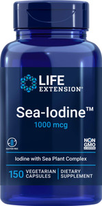 Life Extension Sea-Iodine Capsules, 1000 mcg, 150 Veg Caps, Natural Iodine Supplement from Kelp and Bladderwack