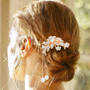BARTOSI Crystal Hair Clips Rhinestone Hair Pins Bride Wedding Hair Pieces Gold Hair Accessories for Women