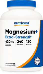 Nutricost Magnesium+ Extra Strength 420mg, 240 Capsules - 120 Servings. Magnesium Oxide and Glycinate - Non-GMO, Gluten Free, Vegan Friendly