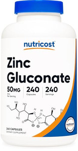 Nutricost Zinc Gluconate 240 Vegetarian Capsules (50mg) - Gluten Free and Non-GMO