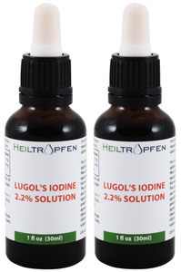 2X 2.2% Lugol's Iodine Solution 2x1 Fl Oz - 2x30 ml | Pharmaceutical Grade Ingredients | Third-Party Tested | Lugols Solution Made with Iodine and Po