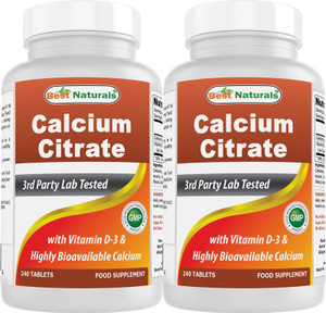 Best Naturals Calcium Citrate with Vitamin D-3 240 Tablets (240 Count (Pack of 2))