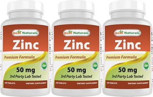 Best Naturals Zinc Supplement as Zinc Gluconate 50mg 240 Tablets Pack of 3