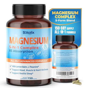 Magnesium 5-in-1 Complex - - X5 Absorption, Muscle, Support Restful Sleep (150-day Supply (Pack of 1))