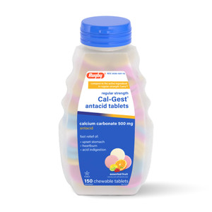 Rugby Calcium Cal-Gest Antacid Tablets - Regular Strength - Calcium Carbonate 500 mg - Assorted Fruit Flavor - 150 Chewable Count (1 Pack)
