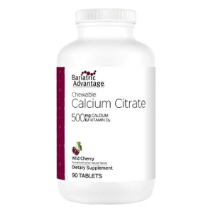 Bariatric Advantage Calcium Citrate Chewable 500 mg - for Bariatric Surgery Patients - High-Potency, Easy-Digest Tablets - Calcium Citrate - Bone Str