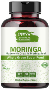 Ireya Ayurveda Moringa Capsule 1000 mg (120 Capsules), Moringa Powder Capsules Made from Organic Moringa Leaf Powder | Non-GMO Whole Green Super Food