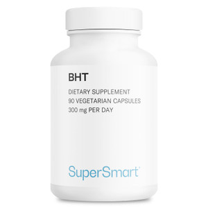 Supersmart - BHT Supplement 300mg per Day - Butylated Hydroxytoluene | Non-GMO & Gluten Free - 90 Vegetarian Capsules