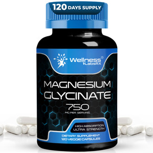 Magnesium Glycinate 750mg | High Absorption Chelated Calm Support for Women and Men - Glicinato De Magnesio, Magnesium Chelate Supplement for Heart H