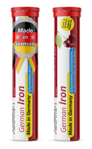 T&D German Iron 14 mg - 40 Vegan Drink Effervescent Tablets - Cherry Flavor - Made in Germany