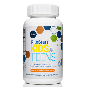 4Life RiteStart Kids and Teens- Apple, Orange Flavors, 22 Essential Vitamins, Minerals, Immune System and Brain Support Ages 2+ - 120 Chewable Tablet