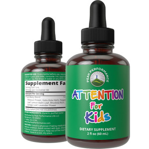 Kids Focus Drops. Attention Deficit Liquid Supplement for Concentration, Attention, Brain, Memory. No Bitter Taste. Natural Non-Habit Forming Sugar F