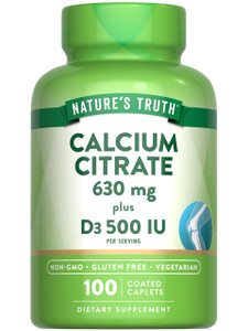 Nature's Truth Calcium Citrate with Vitamin D3 | 100 Caplets | Vegetarian, Non-GMO & Gluten Free Supplement