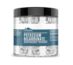 Earthborn Elements Potassium Bicarbonate 200 Capsules, Pure & Undiluted, No Additives