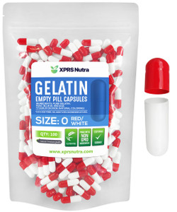 XPRS Nutra Size 0 Empty Capsules - 100 Count Empty Gelatin Capsules - Pill DIY Capsule Filling - Pure Bovine Pill Gel Caps for Do-It-Yourself Supplem