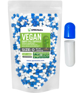 XPRS Nutra Size 0 Empty Capsules - 1000 Count Empty Vegan Capsules - Vegetarian Pills - DIY Vegetable Capsule Filling - Veggie Pill Caps for Do-It-Yo