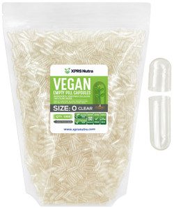 XPRS Nutra Size 0 Empty Capsules - 5000 Count Clear Empty Vegan Capsules - Vegetarian Pills - DIY Vegetable Capsule Filling - Veggie Pill Caps for Do