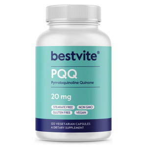 BESTVITE PQQ 20mg (Pyrroloquinoline Quinone) (120 Vegetarian Capsules) - No Stearates - Vegan - Non GMO - Gluten Free