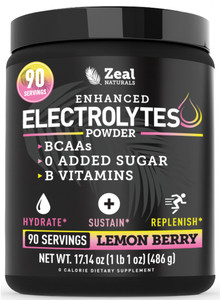 Zeal Electrolyte Powder - 90 Servings | Keto Electrolytes Powder | Zero Sugar, BCAAs, B-Vitamins | Potassium, Zinc, Magnesium | Hydration Powder Reco