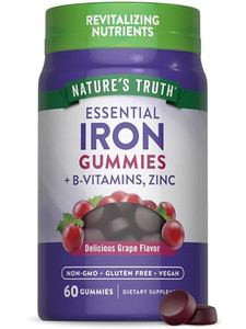 Nature's Truth Iron Gummies | 60 Count | Vegan, Non-GMO & Gluten Free Supplement | with Zinc & B Vitamins | Grape Flavor