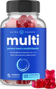 NutraChamps Multivitamin for Men 14+ | Mens Multivitamin Gummies, 120 Count | Vitamins A, B, C, D, E, Biotin, Zinc | Mens Gummy Multivitamins Supplem
