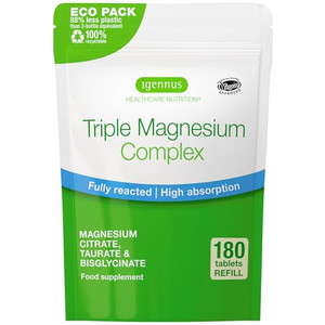 Igennus Superior Triple Magnesium Complex, Fully Reacted & Chelated Glycinate, Taurate & Citrate, Clean Label, High Bioavailability & Absorption, 180