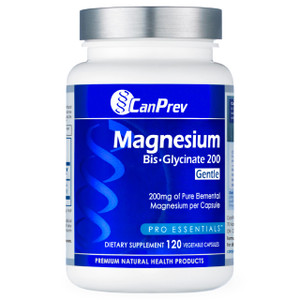 CanPrev Magnesium Bis-Glycinate Gentle 200mg, 120 V-Caps 120-Day Supply - Pure Elemental Magnesium Supplement, Supports Bone and Muscle Function, Gen