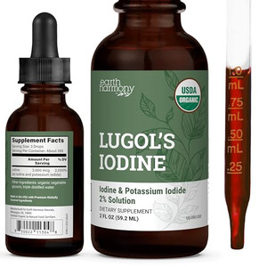Organic Lugol's Iodine, Iodine and Potassium Iodide 2% Solution 3000 mcg - Liquid Supplement Drops for Thyroid Support for Women & Men, Metabolism He