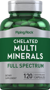 Piping Rock Mega Multi Mineral Chelated Supplement | 120 Capsules | for Men and Women | Iron Free | Non-GMO, Gluten Free