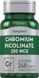 Piping Rock Chromium Picolinate 200mcg | 240 Tablets | Vegetarian, Non-GMO, Gluten Free Supplement
