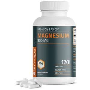 Bronson Magnesium 500 MG Supports Bone & Muscle Health & Nervous System Support - Non-GMO, 120 Vegetarian Tablets