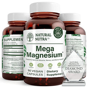 Natural Nutra Mega Magnesium 400mg Supplement - High Absorption Amino Acid Chelate, Better Vibes, Citrate, Malate Blend for Muscle Growth, Bone Stren