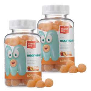 Chapter One Magnesium Gummies, Great Tasting Magnesium for Kids, Calm Kids Magnesium, Magnesium Gummies for Women and Men, Certified Kosher (Peach) (