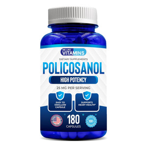 We Like Vitamins Policosanol 25mg - 180 Capsules - Policosanol Supplement Made from Natural Sugar Cane - Non-GMO and Gluten-Free