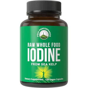 Raw Whole Food Iodine Supplement from Organic Kelp (Ascophyllum Nodosum) by Peak Performance. Potassium Iodide Support Tablets. for Metabolism, Energ