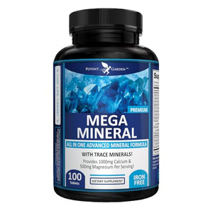 Potent Garden Mega Mineral Supplement Complete Mineral Complex with Calcium Magnesium Zinc Potassium Boron Selenium Chromium & 72 Trace Minerals Iron