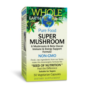Natural Factors Whole Earth & Sea Super Mushroom - Herbal Supplement with Organic Mushrooms - Mushroom Supplement for Brain & Immune Health - 30 Vege