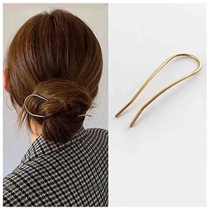 Iaceble Minimalist Metal U Shape Hairpin Gold Hair Fork Stick Updo Hair Sticks Clip French Hair Pin Decorative Hair Accessories for Women and Girl He