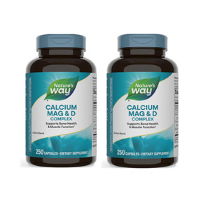 Nature's Way Calcium Magnesium & Vitamin D3 Complex, Healthy Bones & Teeth, Muscle Function and Relaxation*, Gluten Free, 250 Capsules (Packaging May