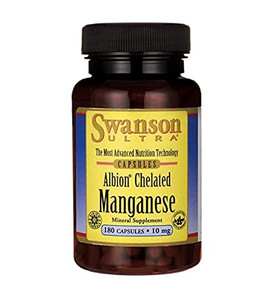 Swanson Albion Chelated Manganese 10 Milligrams 180 Capsules
