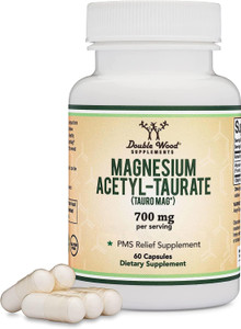 Magnesium Acetyl-Taurate (ATA MG, TauroMag) Novel and Patented Form of Magnesium for PMS and Cramp Relief (60 Capsules, 350mg) PMS Relief Magnesium S