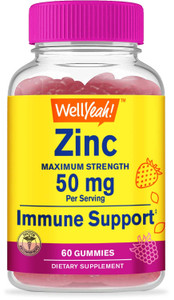 WellYeah Zinc Gummies 50 mg - Supports Healthy Immune Function and Antioxidant Health - Natural Berry Flavor - Gluten-Free, GMO-Free - Chewable Gummy