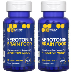 Serotonin Brain Food - 1250mg L-Tryptophan & 400mg Rhodiola Rosea Supplement - Mood Support Supplement for Stress Relief - Neurotransmitter Support w