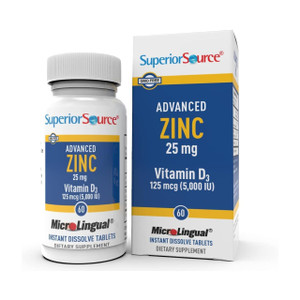 Superior Source Advanced Zinc 25 mg - Includes Vitamin D3 5,000 IU - Premium Immune Support Supplement for Men & Women - Non-GMO & Gluten-Free - 60 M