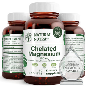 Natural Nutra Chelated Magnesium Oxide 250mg- High Absorption for Strong Bones, Heart Health, Improves Dental Health, Energy Boost, Gluten-Free, Non-
